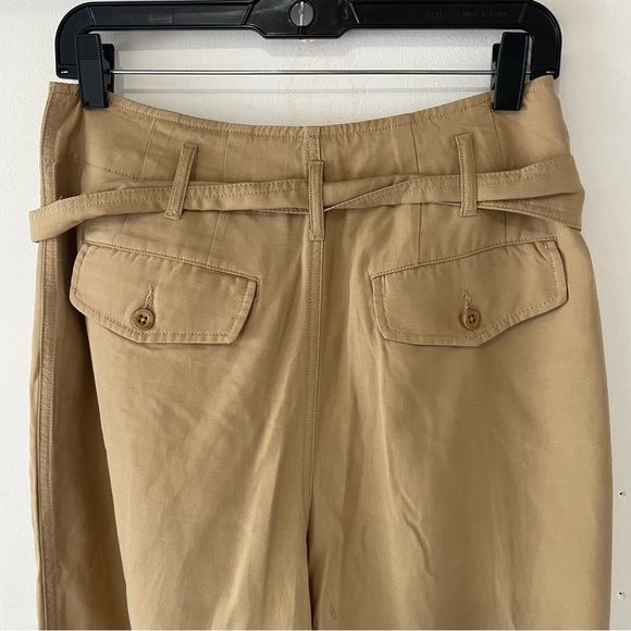Lauren Ralph Lauren Tan Linen Blend Belted Twill Cropped Pants 37262 - Picture 4 of 12